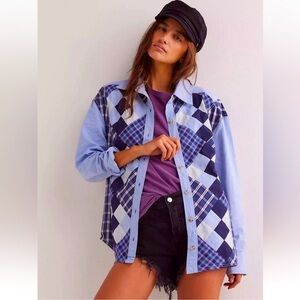 We The Free Argyle Plaid Button Down